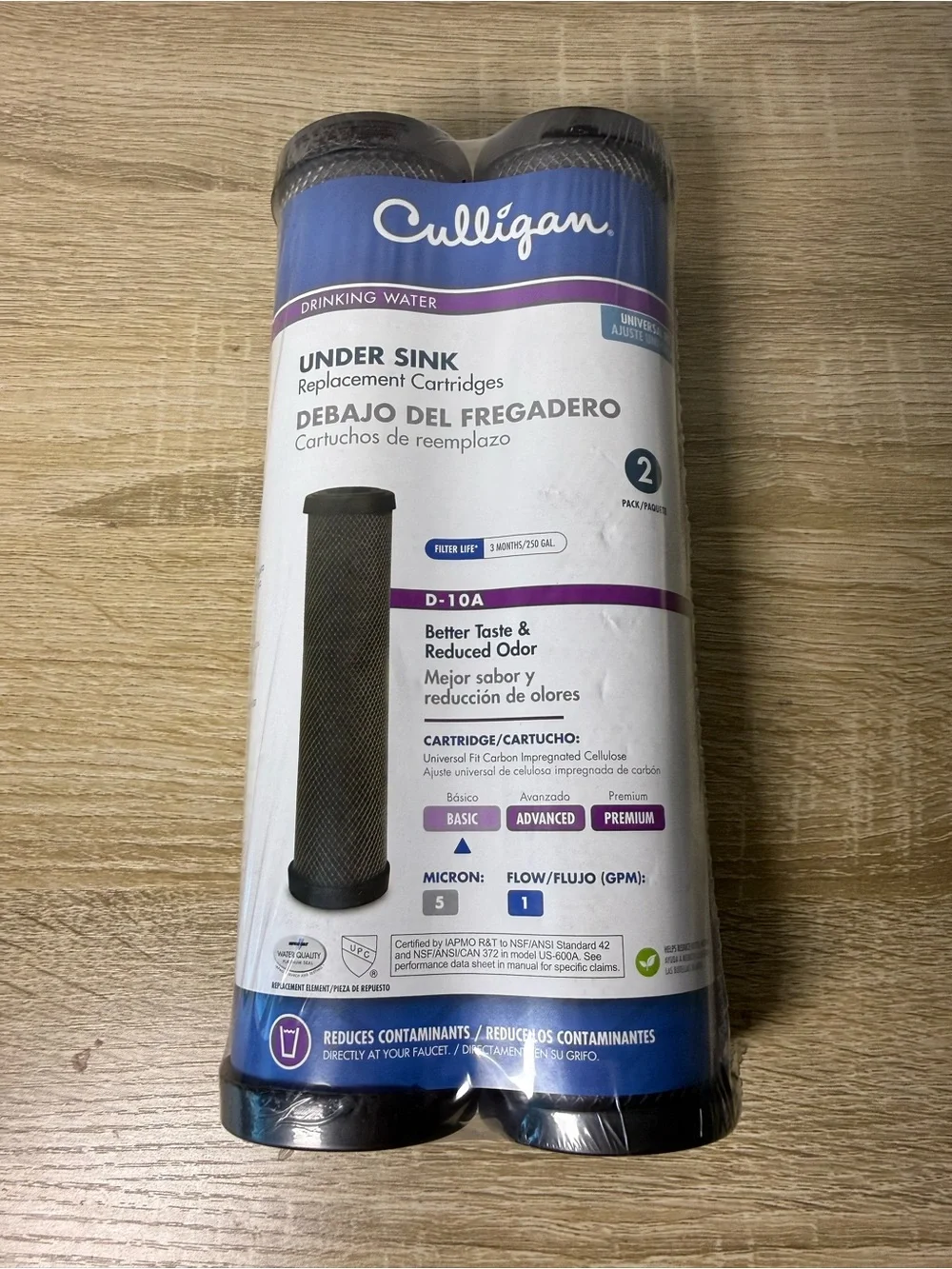 Under Sink Replacement Water Filter Cartridge - Blue (2 Pack)